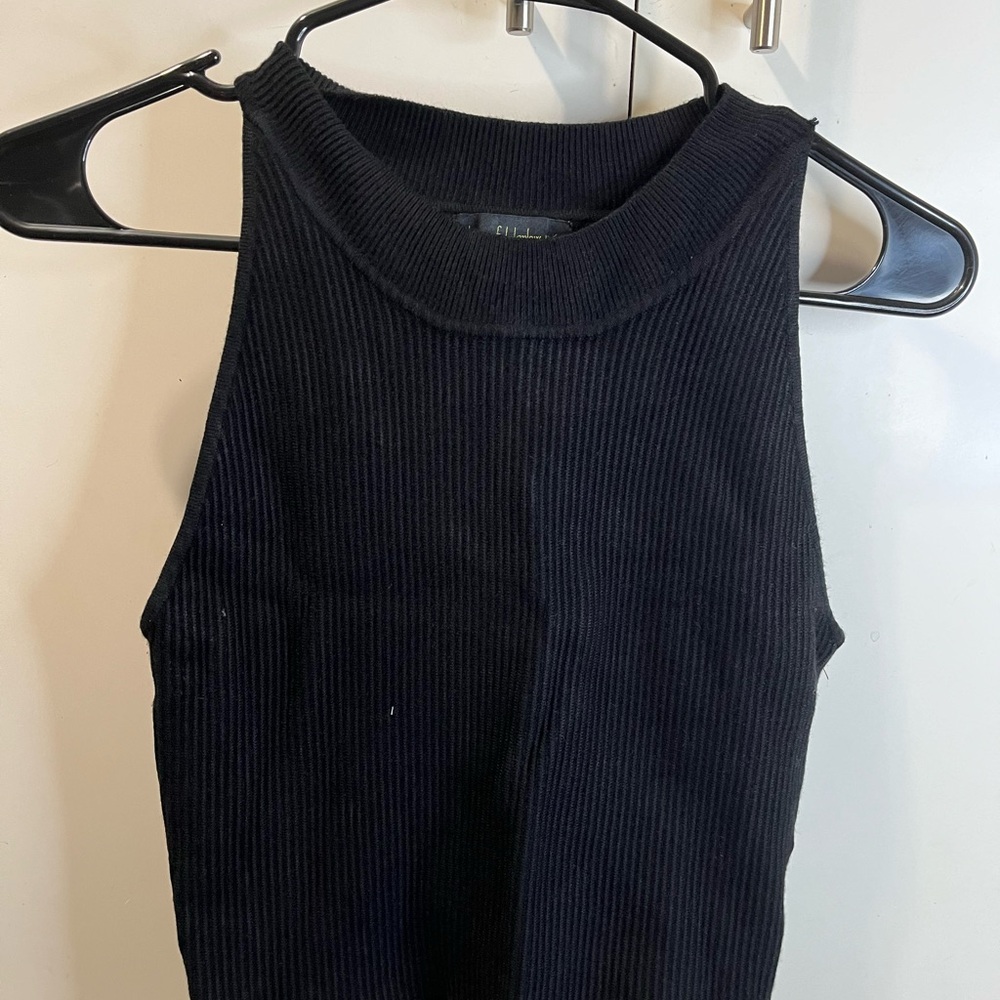 Black Sleeveless Ribbed Top